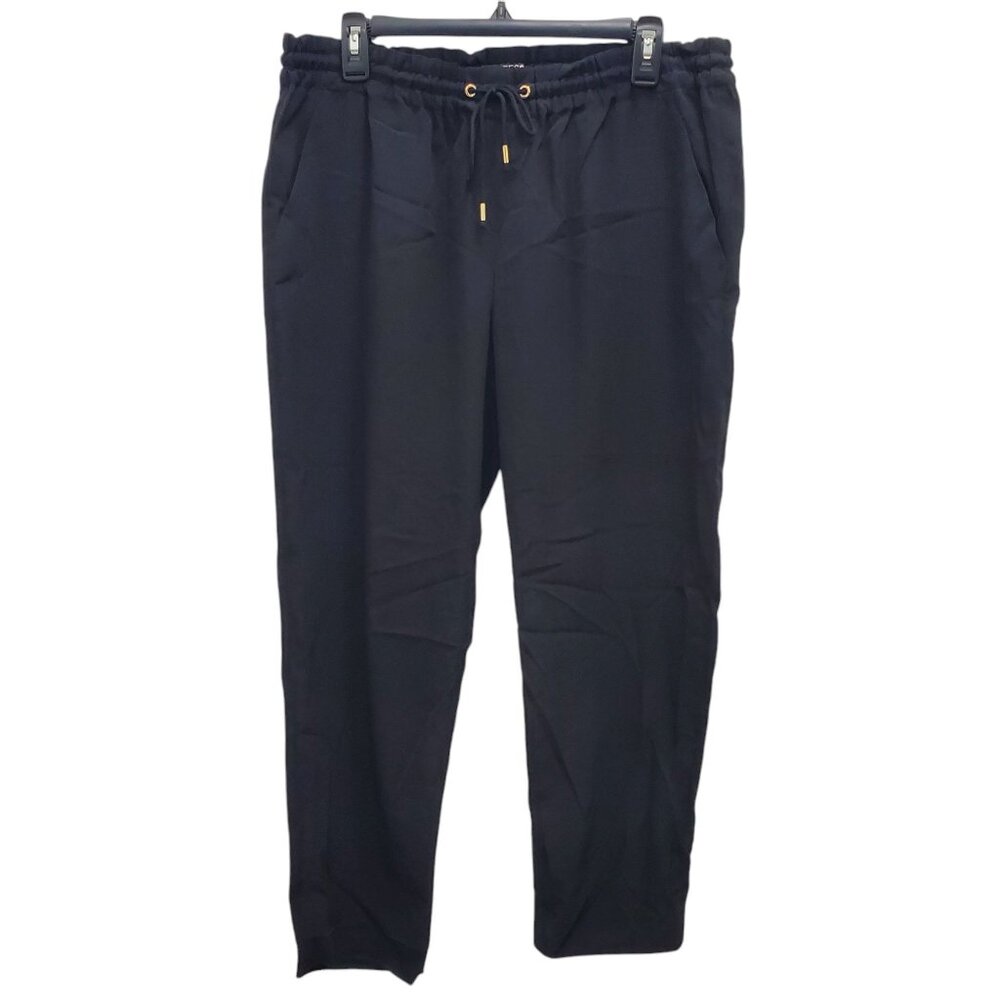 Express Women's Black Flat Front Elastic Paperbag‎ Waist Cropped Casual Pants M